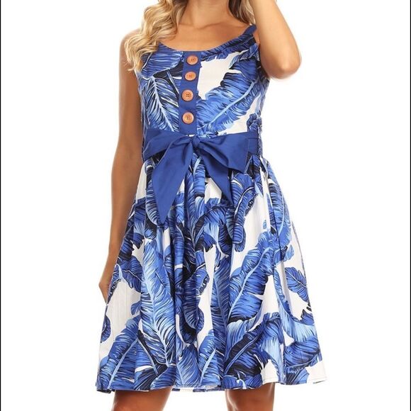 Blue white Floral Dress - Picture 1 of 16